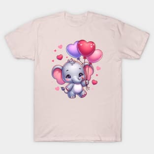 Sending Love with Balloons - Adorable Elephant 🐘 T-Shirt